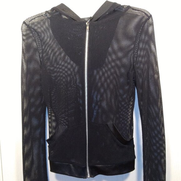 Styles Women’s Black Net Fitted Hoody - Picture 1 of 14